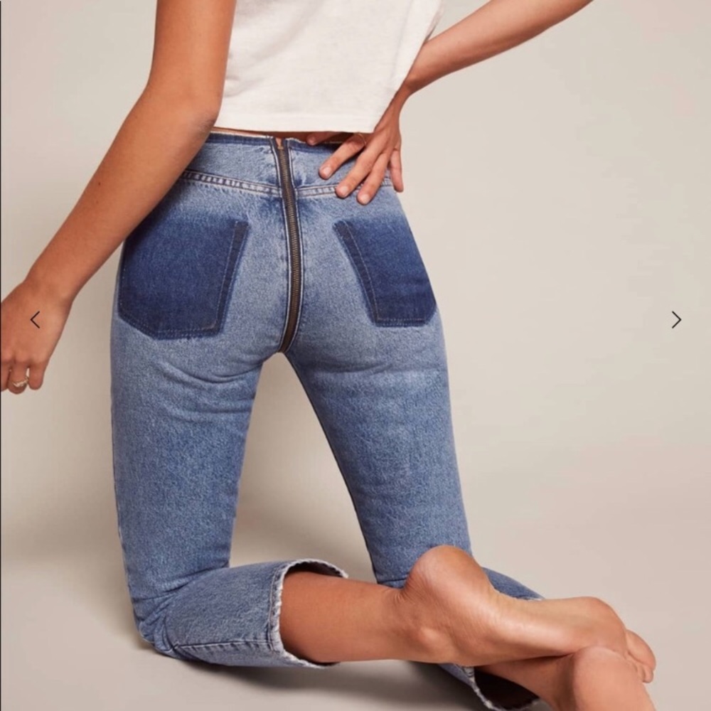 $148 REFORMATION CROPPED ZIPPER JEANS - Picture 5 of 5